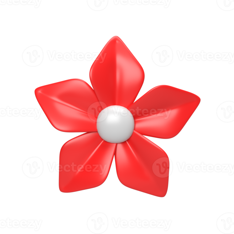 Flor vermelha. renderização 3D png