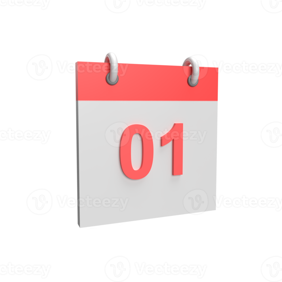 3D calendar date 1. Rendered object illustration png