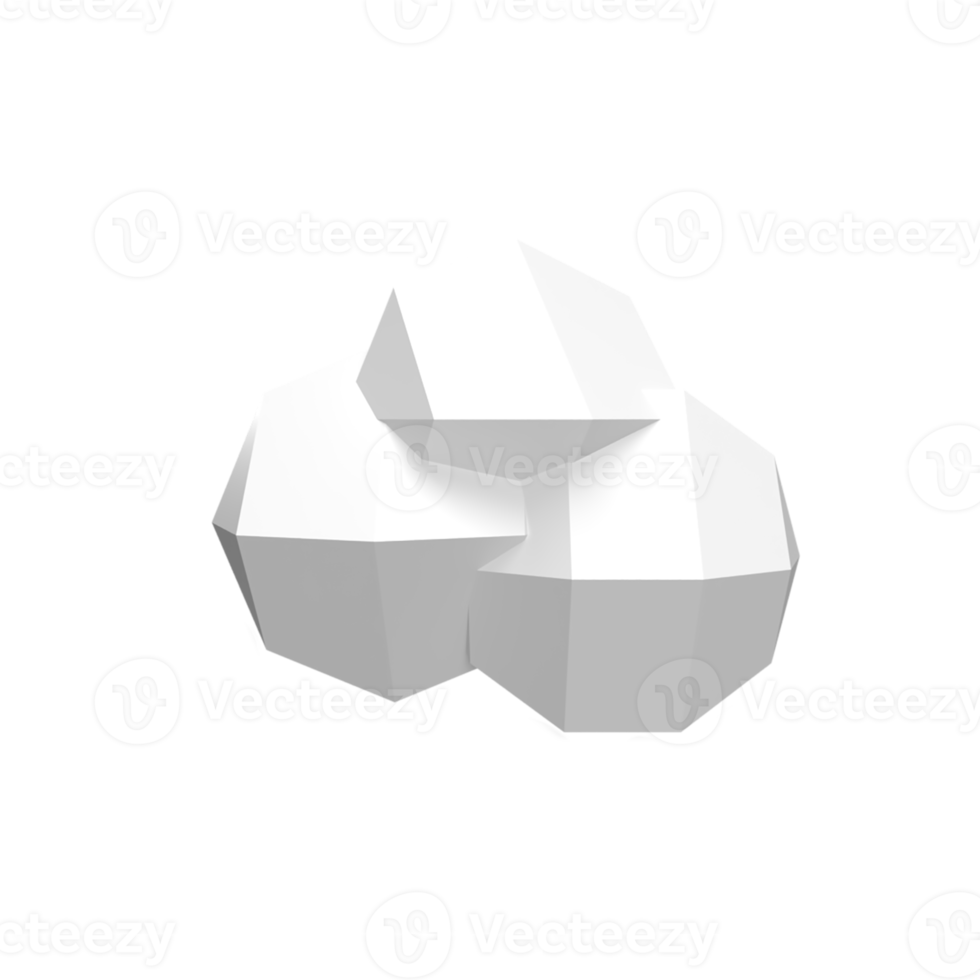 3D Low poly cloud . Rendered object illustration png