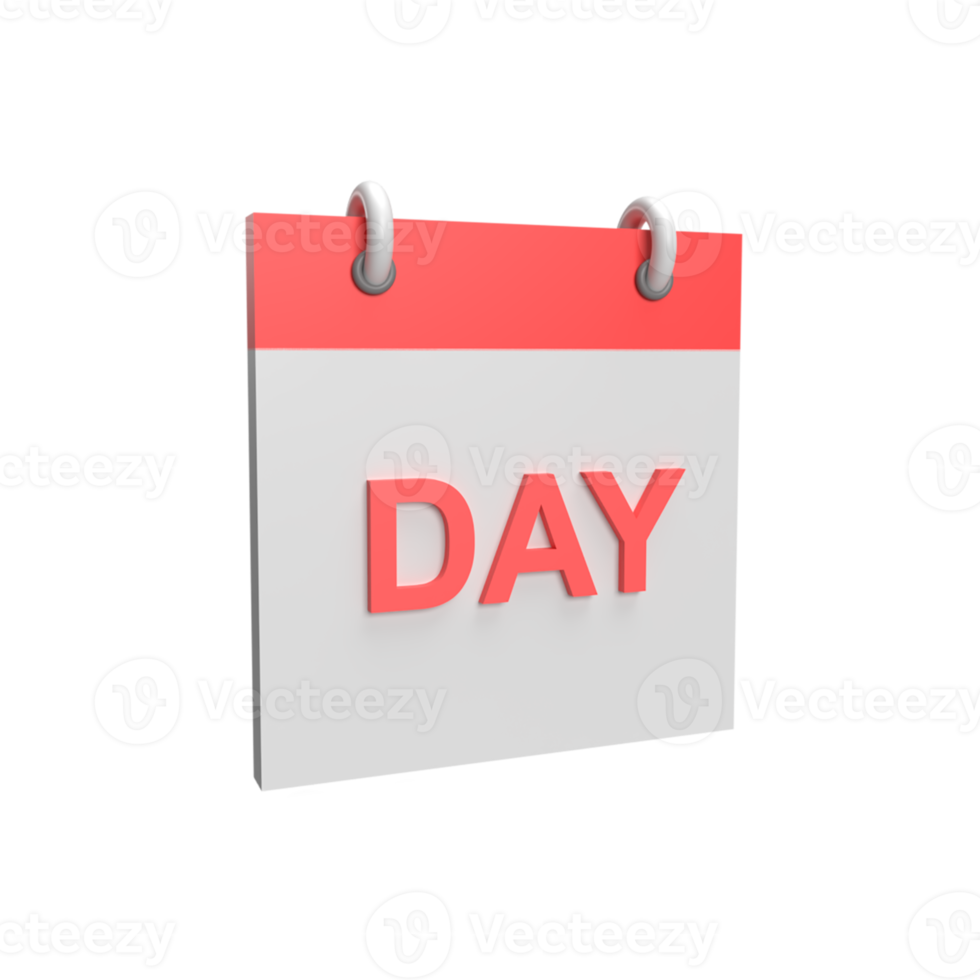 3D calendar day. Rendered object illustration 12794785 PNG