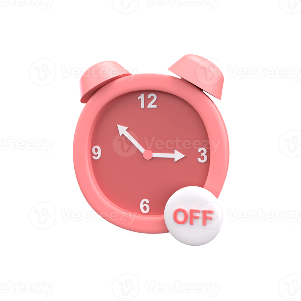 3D Alarm clock . Rendered object illustration png