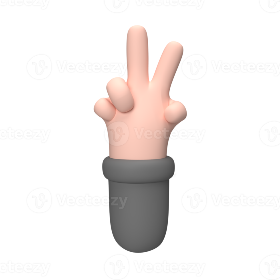3D Finger movement to form the letter V . Rendered object illustration png