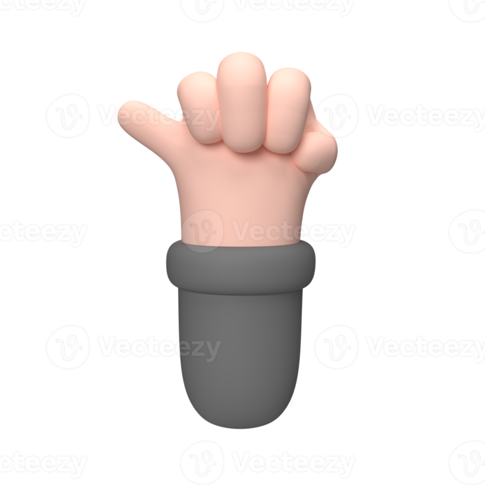 3D hand hand raises little finger . Rendered object illustration png