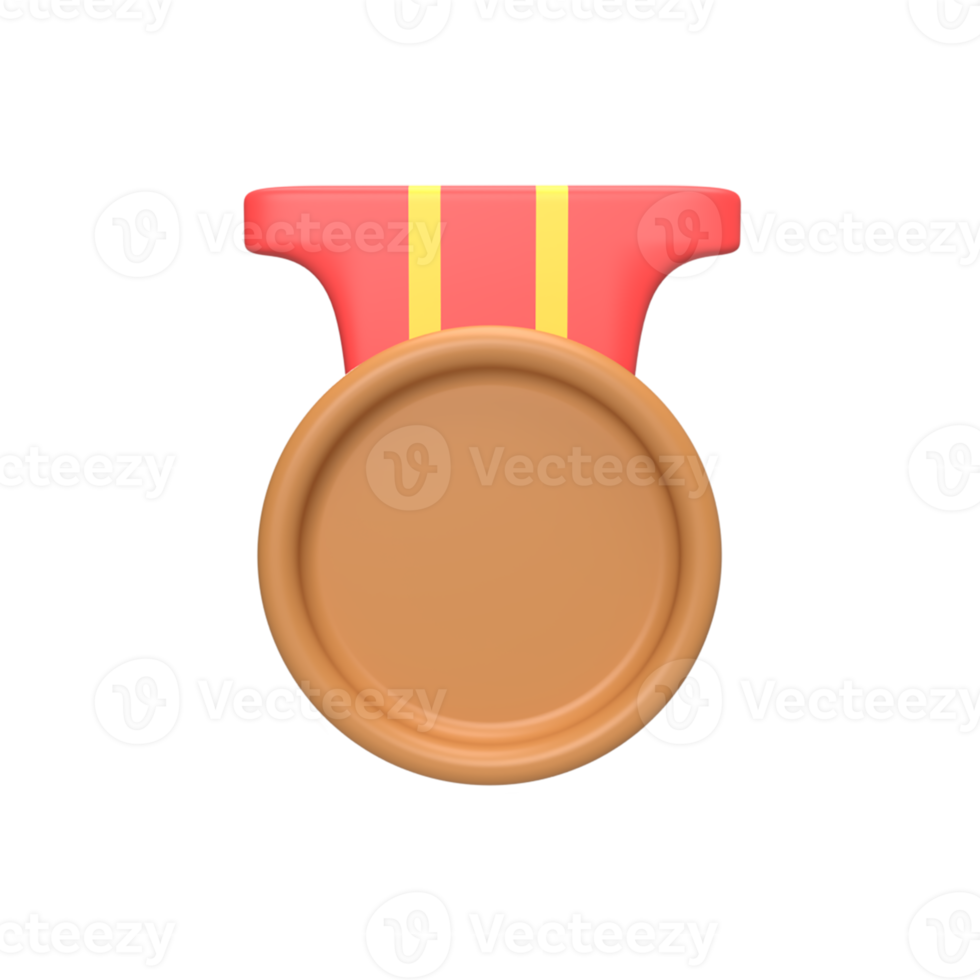 3D Medal Bronze . Rendered object illustration png