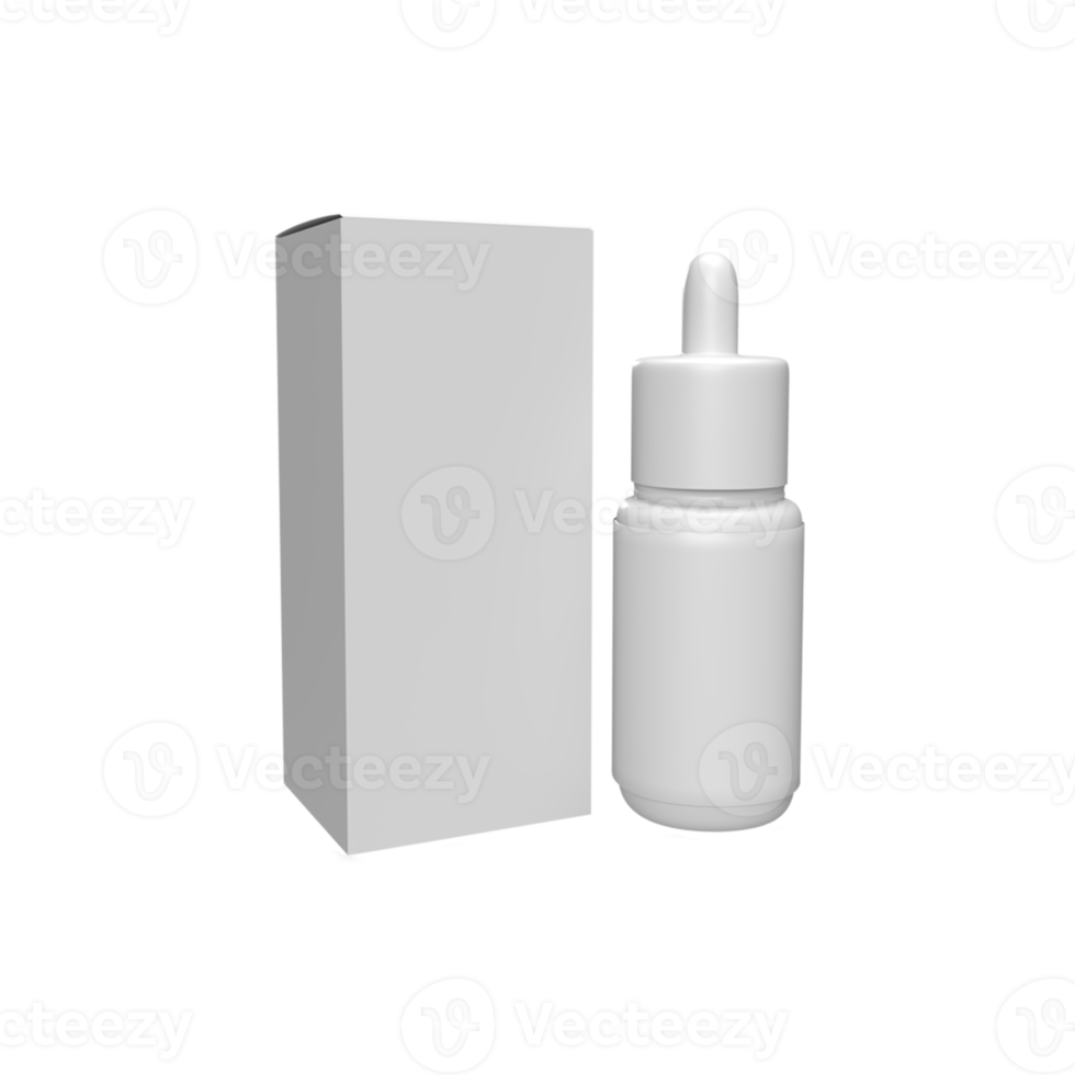 Blank white dropper bottles for product mockup. 3D Render illustration png