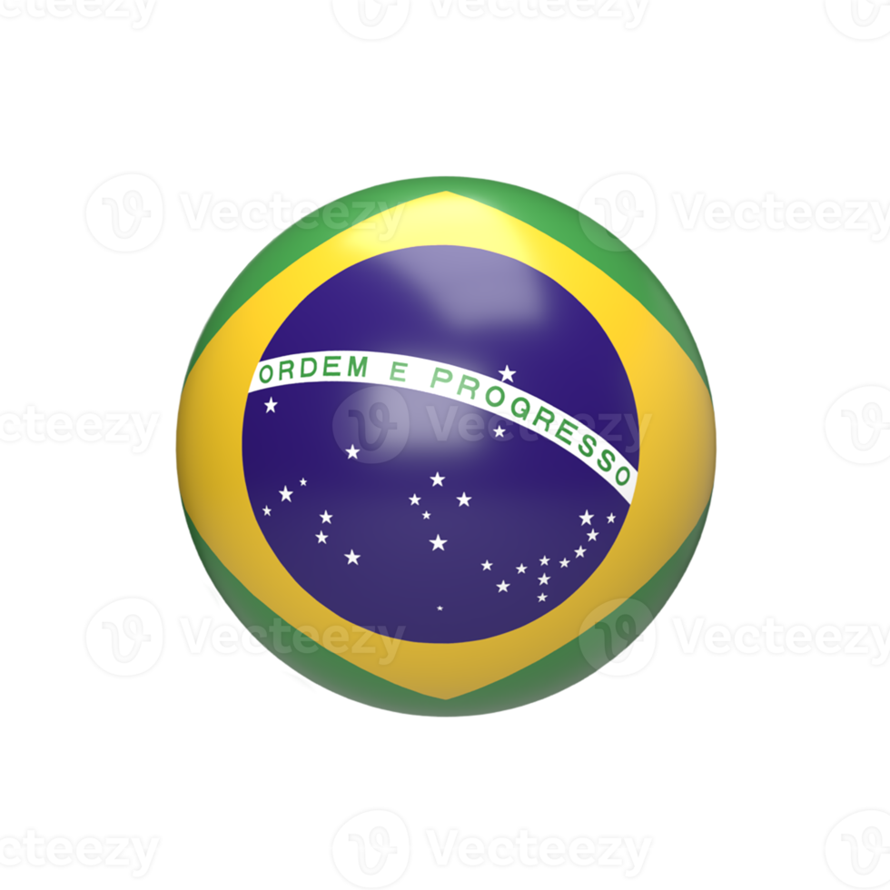 Brazil flag in sphere. 3d render png
