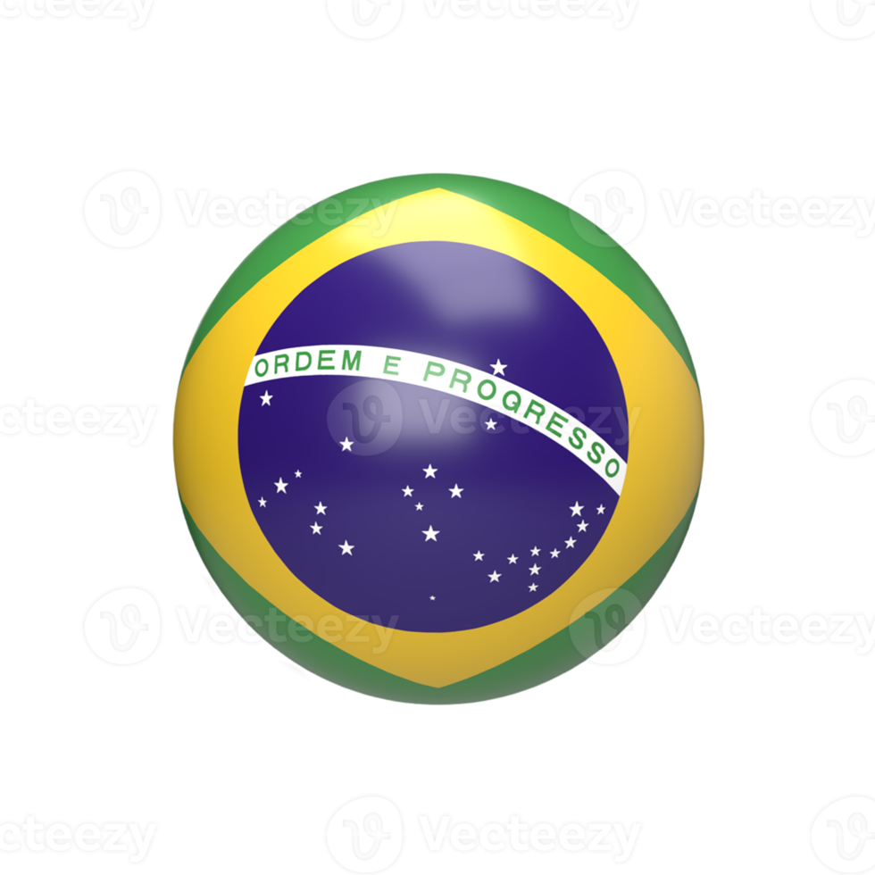 Brazil flag in sphere. 3d render png