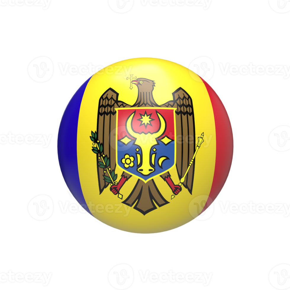 Moldova flag ball spherical. 3d render png