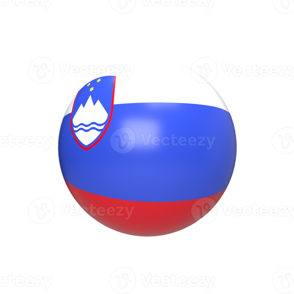 Slovenia flag ball spherical. 3d render png