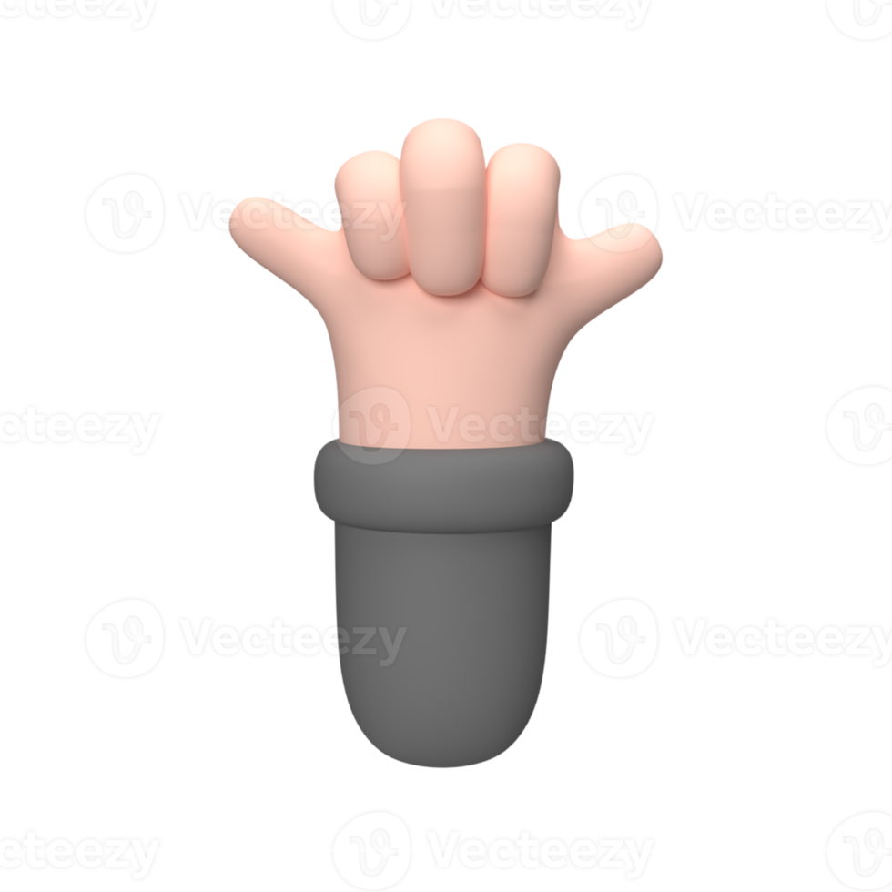 3D hand Gesture Rock on . Rendered object illustration png