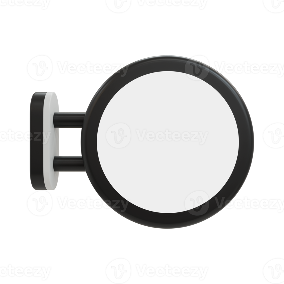Blank round signboard. 3D signboard mockup on white background. 3D rendering. png