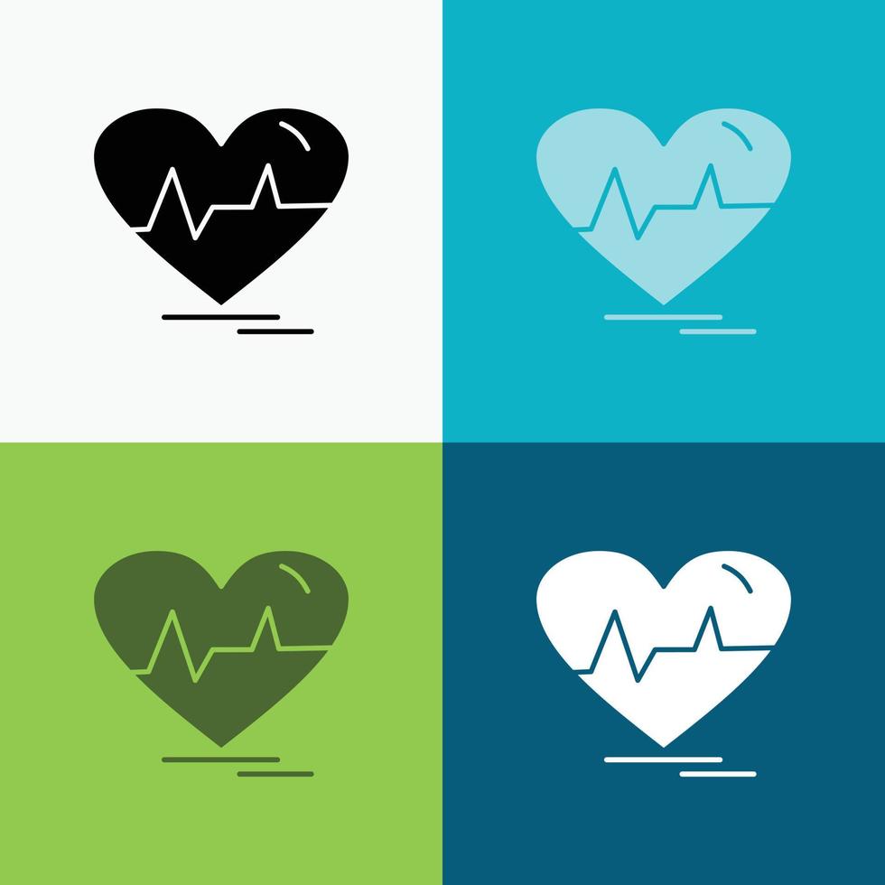 ecg. heart. heartbeat. pulse. beat Icon Over Various Background. glyph style design. designed for web and app. Eps 10 vector illustration