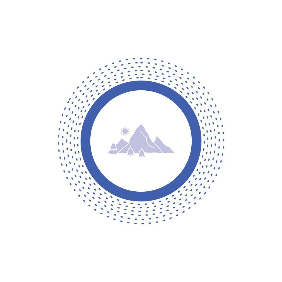 montaña, paisaje, colina, naturaleza, icono de glifo de árbol. ilustración vectorial aislada vector