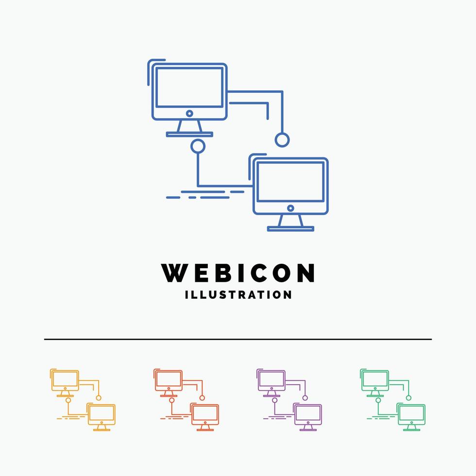 local. lan. connection. sync. computer 5 Color Line Web Icon Template isolated on white. Vector illustration