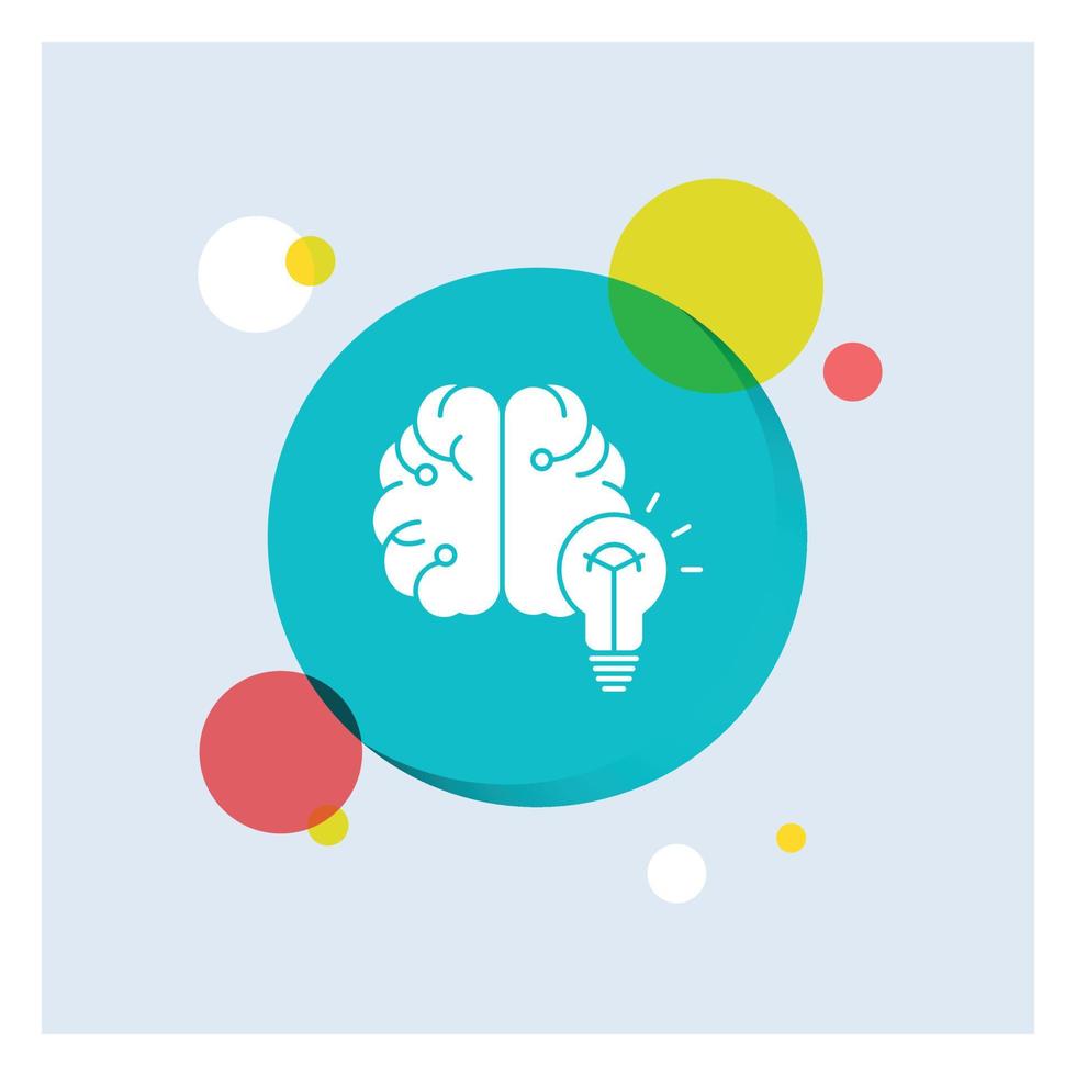 idea. business. brain. mind. bulb White Glyph Icon colorful Circle Background vector