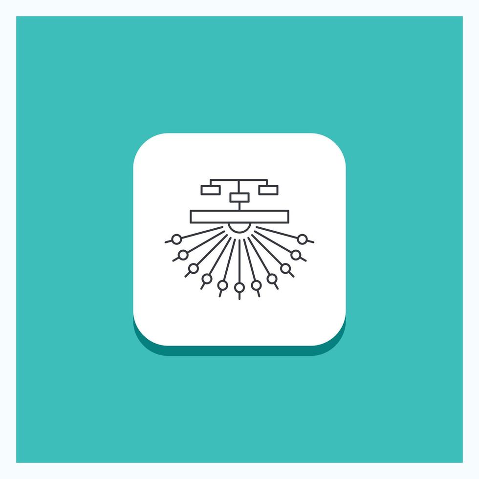Round Button for optimization. site. site. structure. Web Line icon Turquoise Background vector