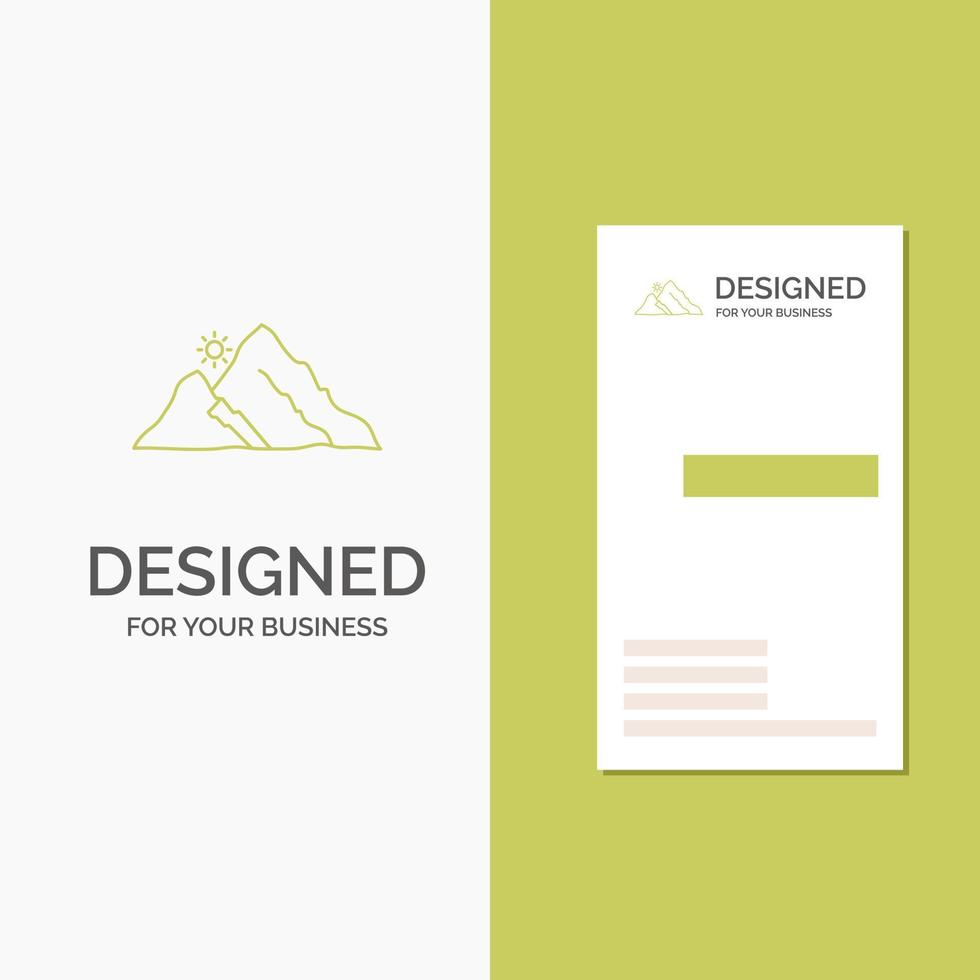 Business Logo for mountain. landscape. hill. nature. sun. Vertical Green Business .Visiting Card template. Creative background vector illustration