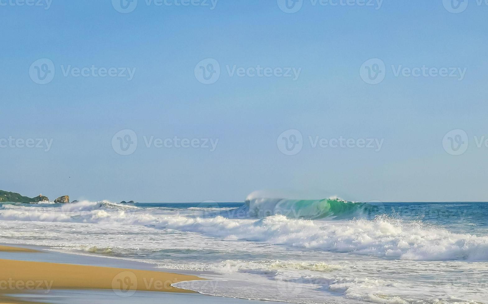 Extremely huge big surfer waves at beach Puerto Escondido Mexico. photo