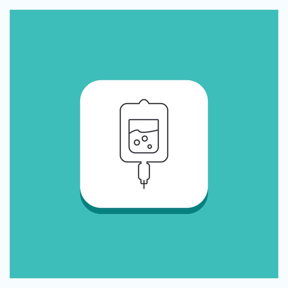 Round Button for blood. test. sugar test. samples Line icon Turquoise Background vector