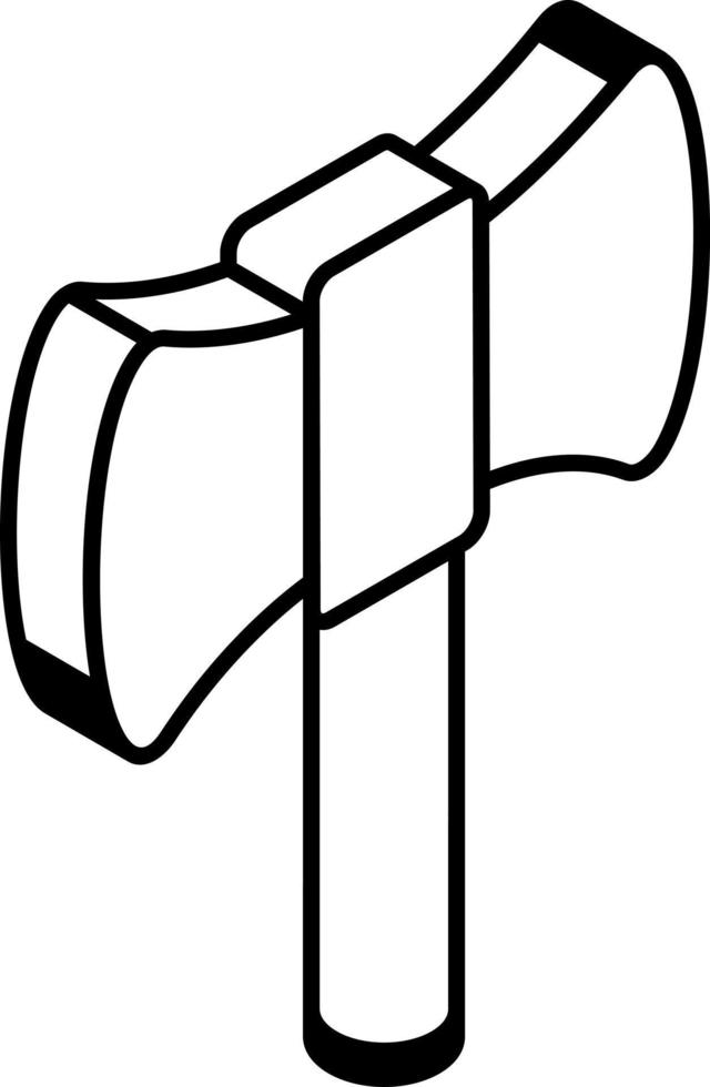 Modern line isometric icon of a double axe vector