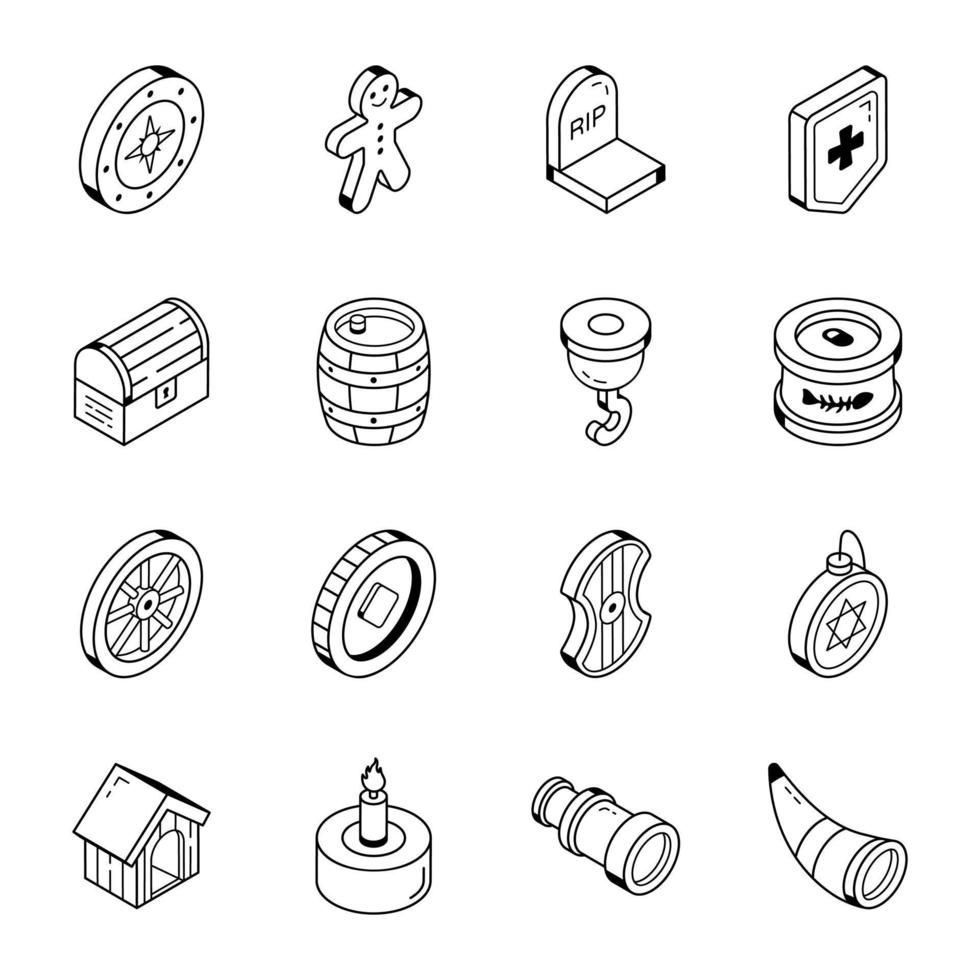 Set of Fairytale and Fantasy Line Icons vector