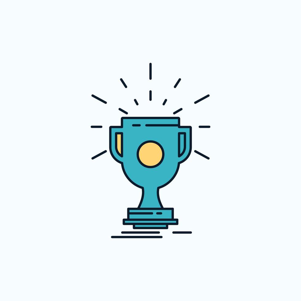 award. trophy. prize. win. cup Flat Icon. green and Yellow sign and symbols for website and Mobile appliation. vector illustration