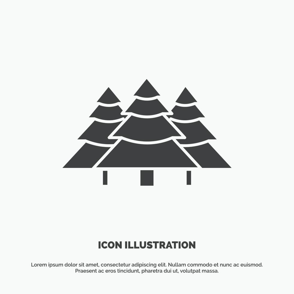 forest. camping. jungle. tree. pines Icon. glyph vector gray symbol for UI and UX. website or mobile application