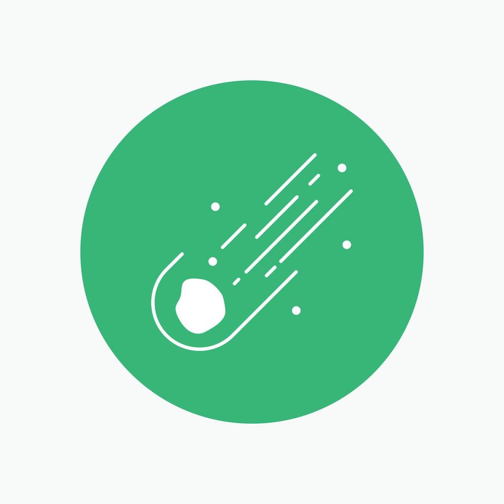 Asteroid. astronomy. meteor. space. comet White Glyph Icon in Circle. Vector Button illustration