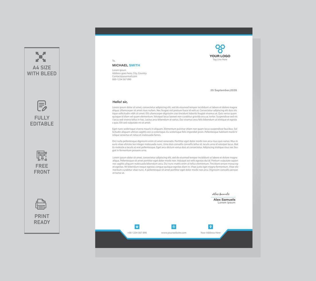 Letterhead design, company and creative letterhead design vector