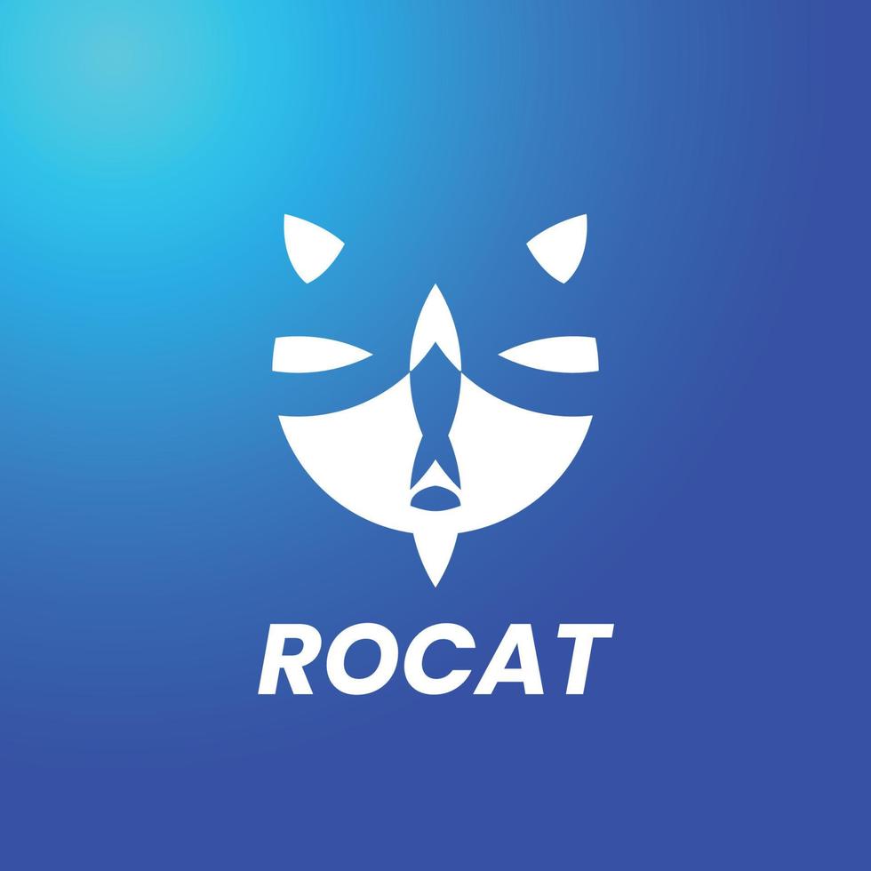 logotipo de diseño combinado. logo de gato con combinación de cohetes. logotipo abstracto. diseño de monograma de logotipo vector