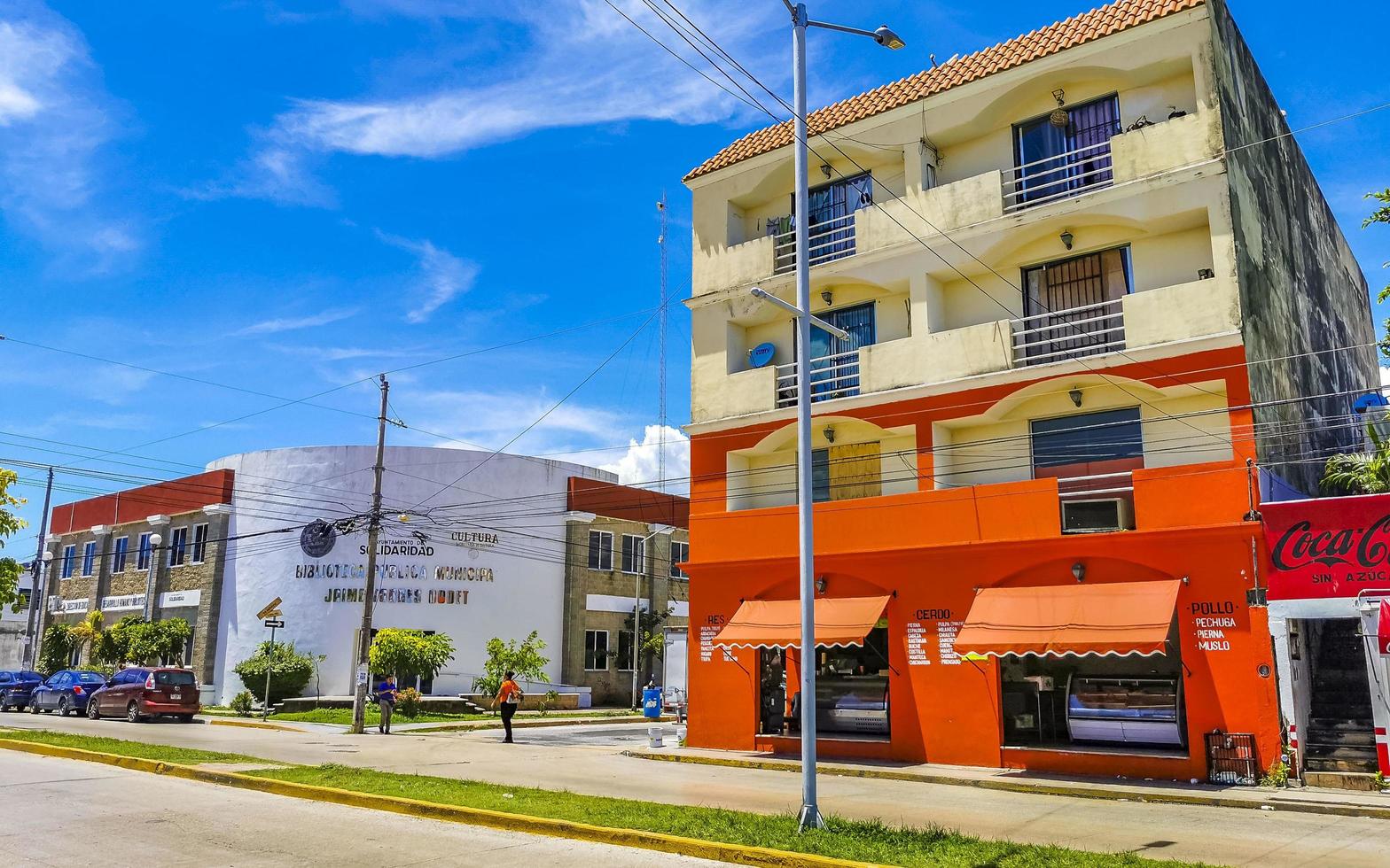 Playa del Carmen Quintana Roo Mexico 2022 Typical street road and cityscape of Playa del Carmen Mexico. photo