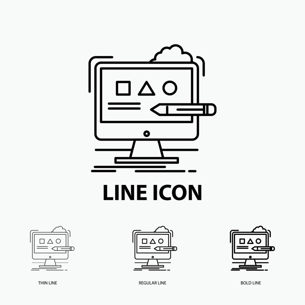 Art. computer. design. digital. studio Icon in Thin. Regular and Bold Line Style. Vector illustration