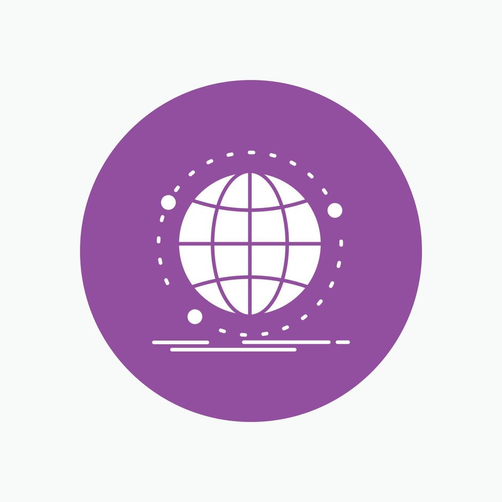 datos. global. Internet. la red. icono de glifo blanco web en círculo. ilustración de botón de vector