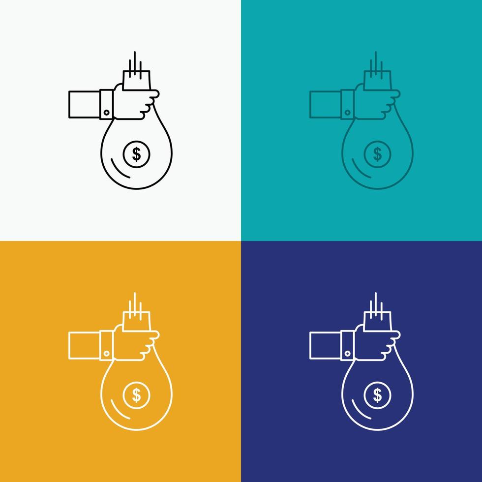 Bag. finance. give. investment. money. offer Icon Over Various Background. Line style design. designed for web and app. Eps 10 vector illustration