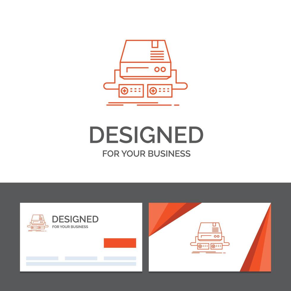 Business logo template for Console. game. gaming. pad. drive. Orange Visiting Cards with Brand logo template vector