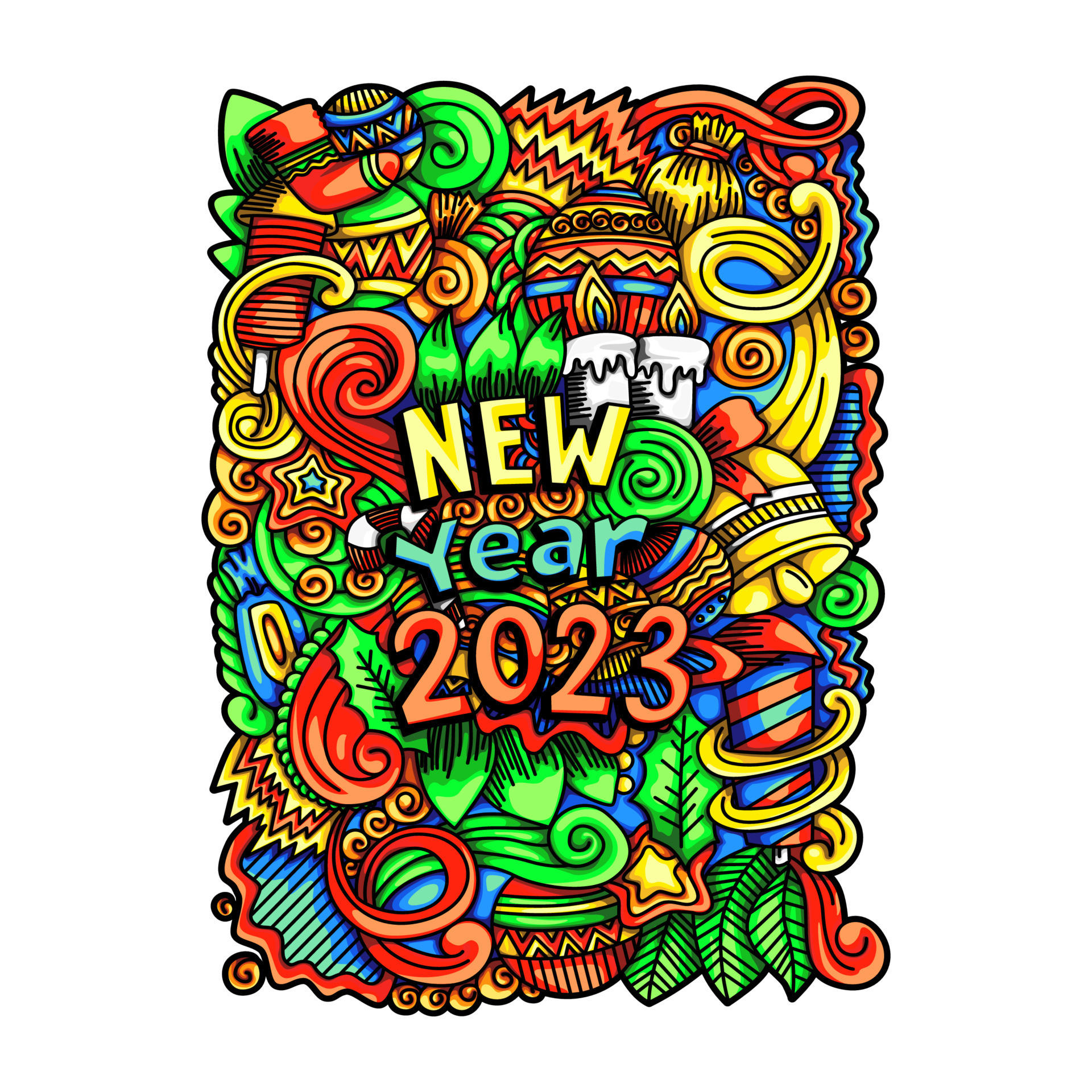 Happy New Year 2023 Card Doodle High-Res Vector Graphic - Getty Images