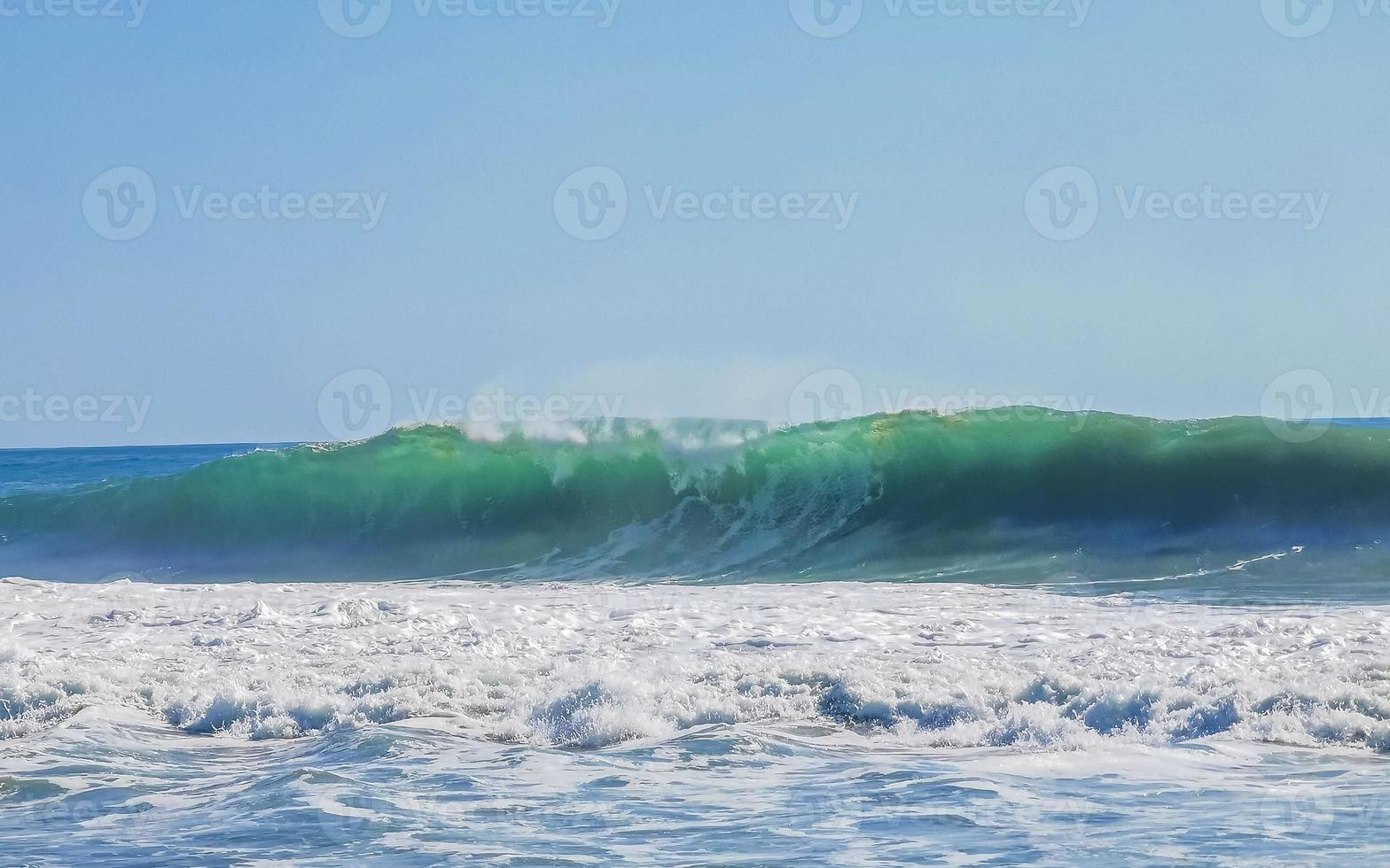 Extremely huge big surfer waves at beach Puerto Escondido Mexico. photo