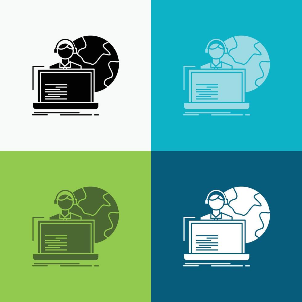 outsource, outsourcing, allocation, human, online Icon Over Various Background. glyph style design, designed for web and app. Eps 10 vector illustration