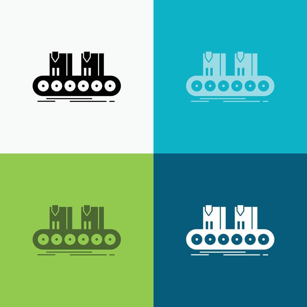 Belt. box. conveyor. factory. line Icon Over Various Background. glyph style design. designed for web and app. Eps 10 vector illustration