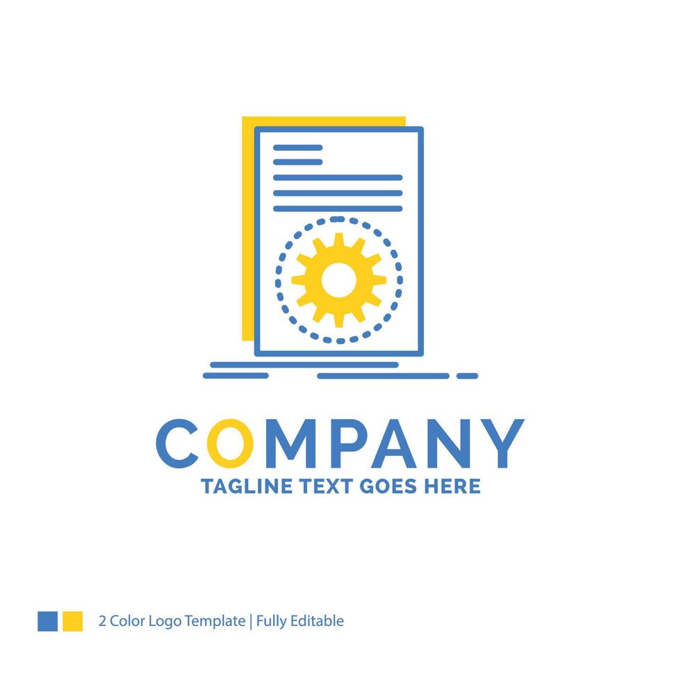 Code. executable. file. running. script Blue Yellow Business Logo template. Creative Design Template Place for Tagline. vector