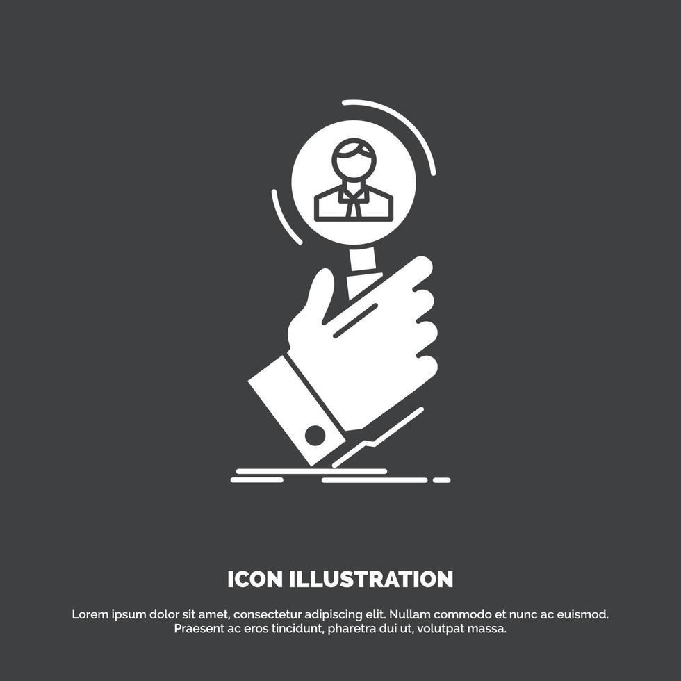 recruitment. search. find. human resource. people Icon. glyph vector symbol for UI and UX. website or mobile application