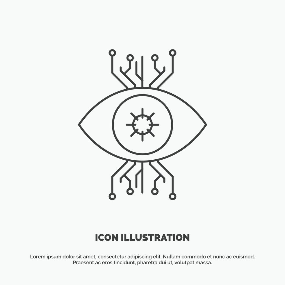 infraestructura. vigilancia. vigilancia. visión. icono de ojo símbolo gris vectorial de línea para ui y ux. sitio web o aplicación móvil vector