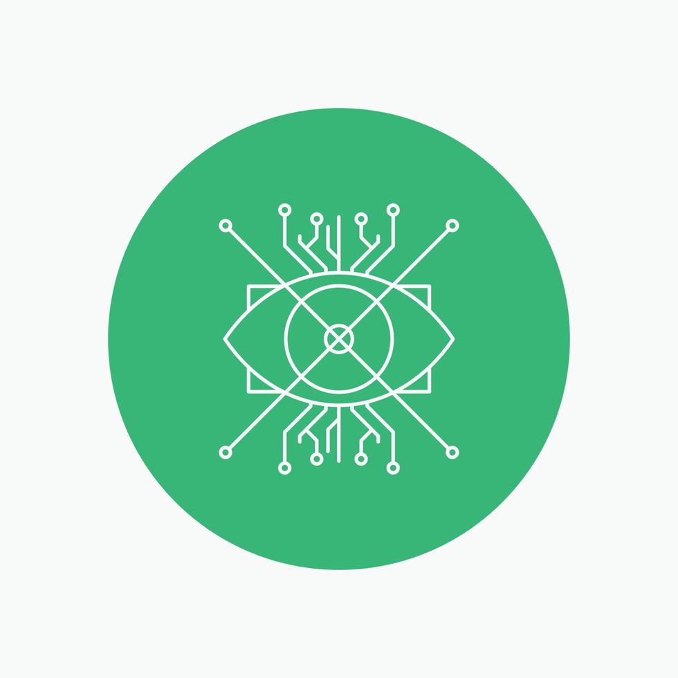 Ar, augmentation, cyber, eye, lens White Line Icon in Circle background. vector icon illustration