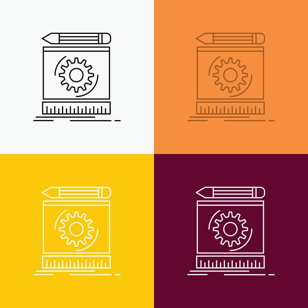 Draft. engineering. process. prototype. prototyping Icon Over Various Background. Line style design. designed for web and app. Eps 10 vector illustration