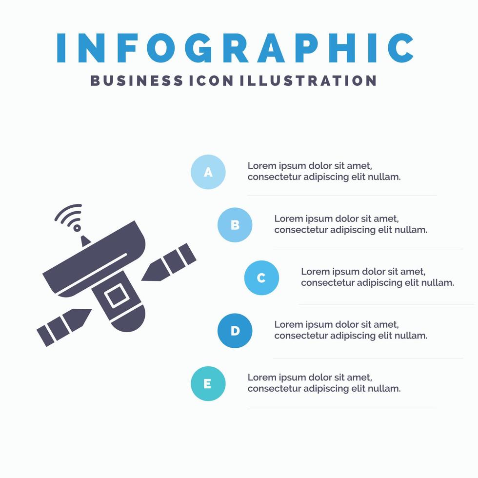 satélite. antena. Radar. espacio. plantilla de infografía de señal para sitio web y presentación. icono de glifo gris con ilustración de vector de estilo infográfico azul.