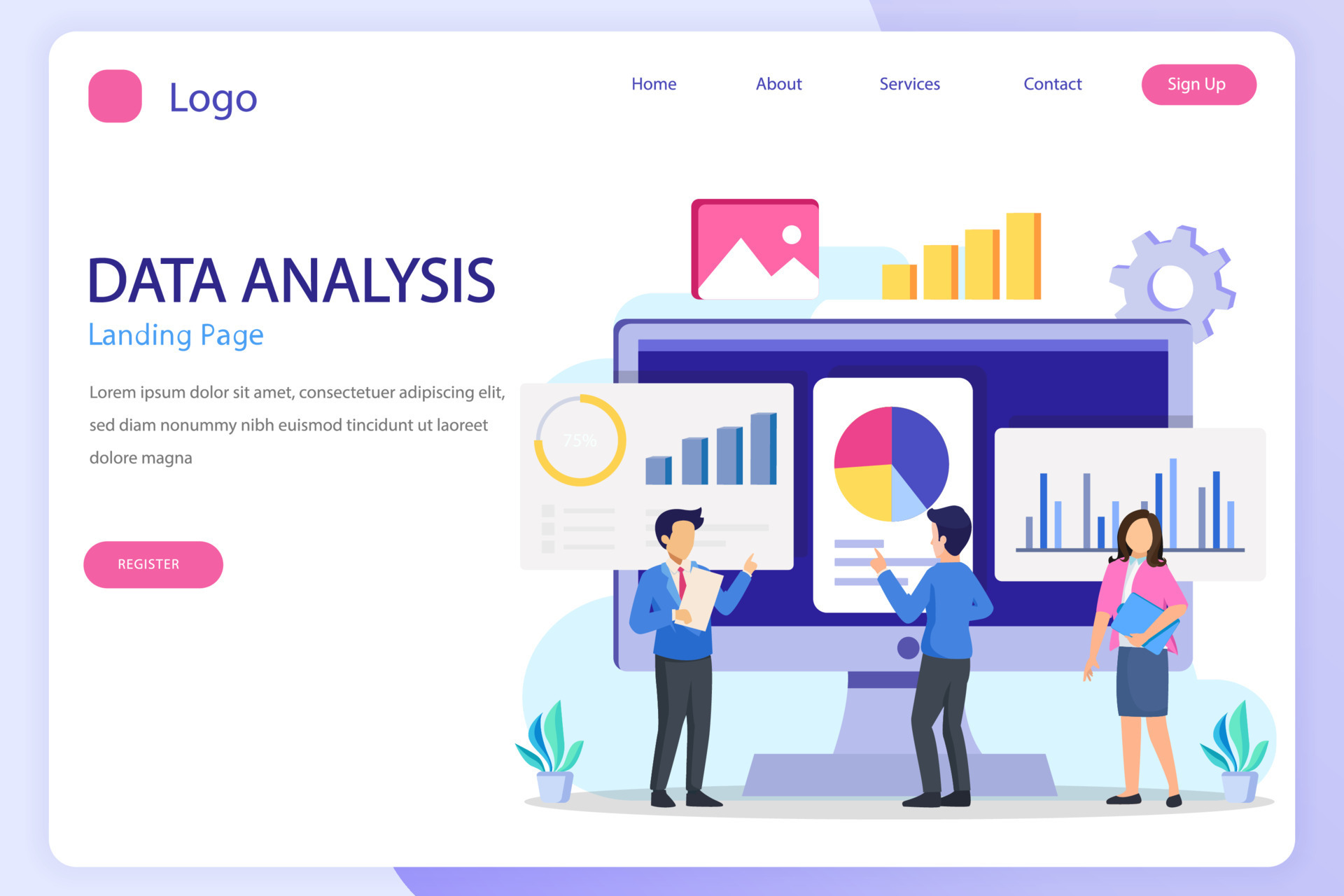 Data analysis landing page website flat vector template 12797462 Vector ...