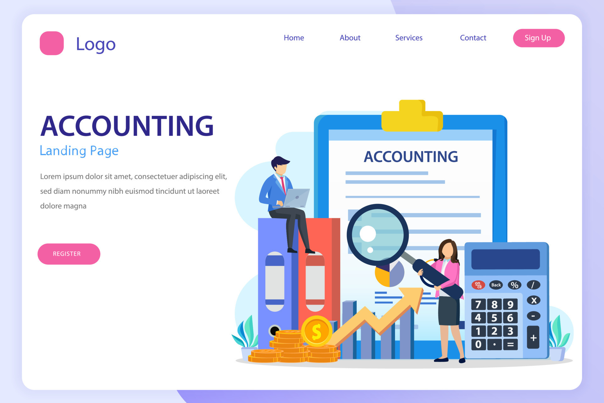 Accountant landing page website flat vector template 12797468 Vector Accountant landing page website flat vector template 12797468 Vector