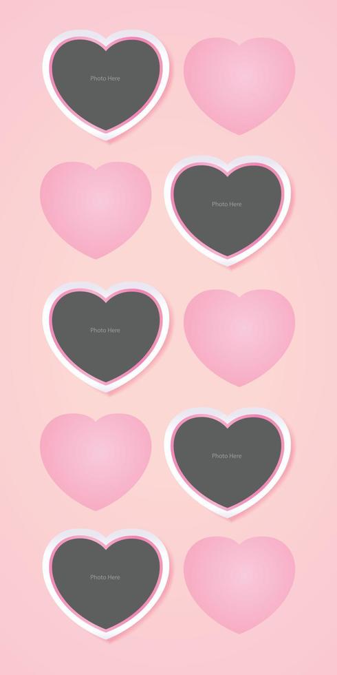 maqueta de marco de corazón sobre un fondo rosa pastel vector