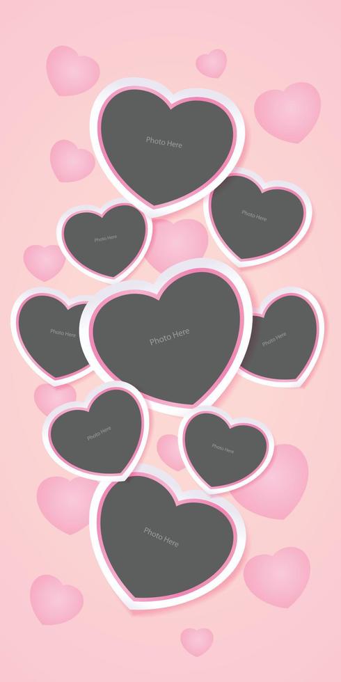 Heart frame mockup on a pink pastel background vector