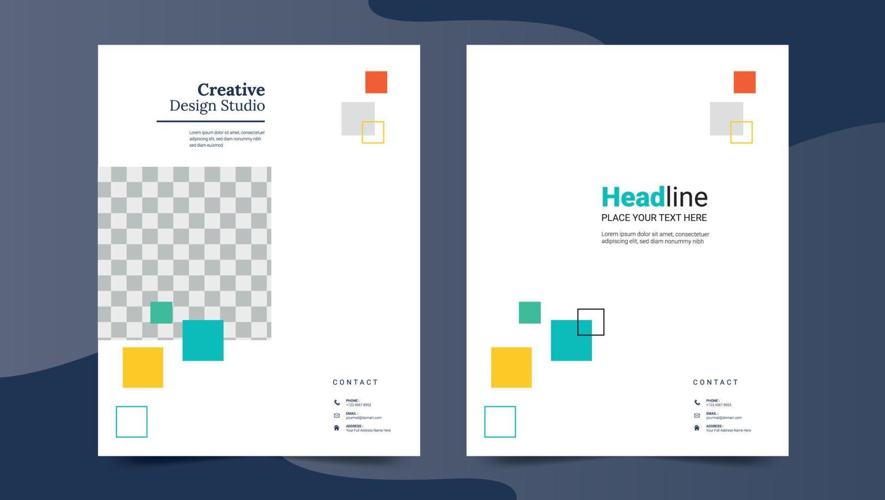 Brochure, poster, flyer, pamphlet, magazine, cover design with space for photo background, vector illustration template in A4 size Free Vector
